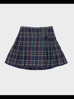 Vintage 90s BOY LONDON Plaid pleated Skirt With Buckle Small Academia